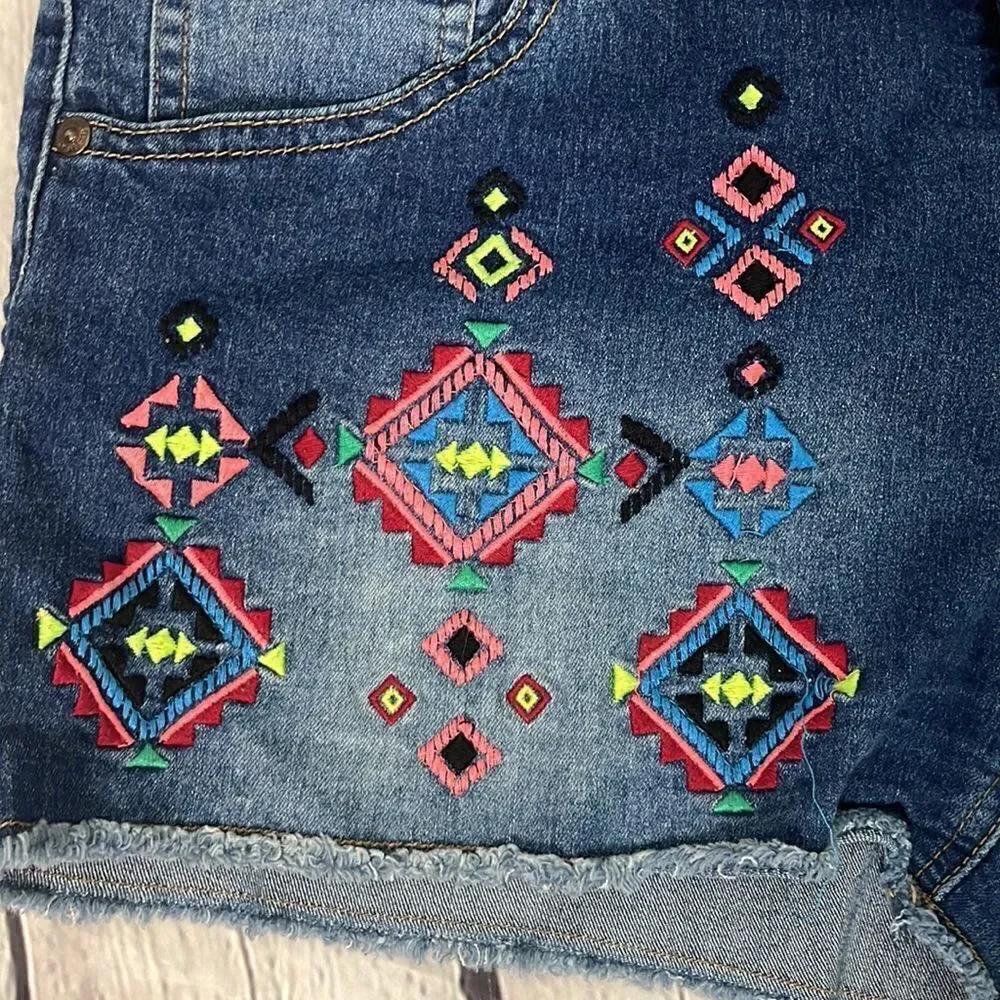 Justice Embroidered Denim Shorts Girls 16.5